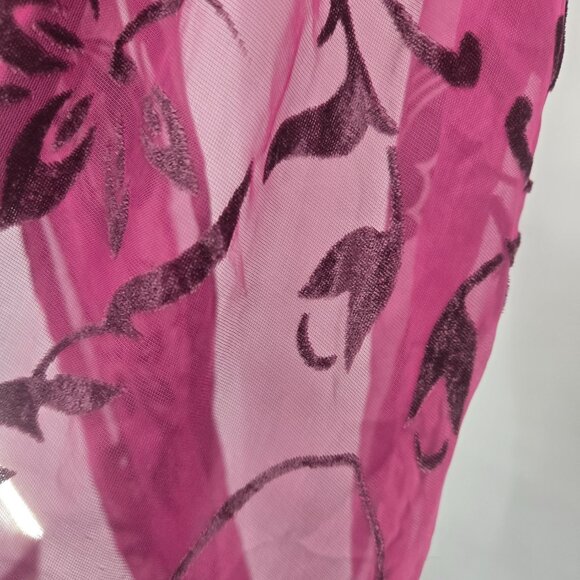 INC Burgundy Wine Sheer Velvet Floral Burnout Whimsigoth Tassel Scarf One Size - Picture 5 of 12